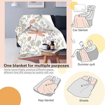 Dragonfly Baby Blanket 30x40 Inches - Super Soft Flannel Throw for Nursery & Strollers - Cute Dragonfly Gifts for Women New Moms - Lightweight Fleece Blankets for Toddlers & Infants