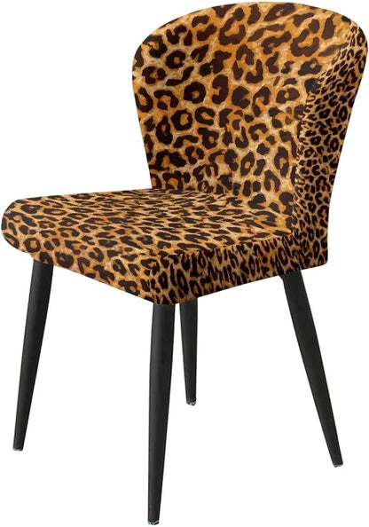 Leopard Brown Barstools Covers with Backs,2 Pack Durable Barstool Covers Bar Stool Covers,Washable Elastic Stool Cushion Cover Swivel Barstool Covers Slipcovers for Low Short Back