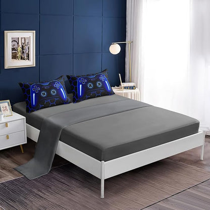 6 Pieces Bed in a Bag for Boys Bedding Sets Queen Size,Gamer Comforter Sets for Boys Kids, Gaming Comforter Set for Boys Room Decor with Flat Sheet,Fitted Sheet,Pillowcase,Cushion Cover