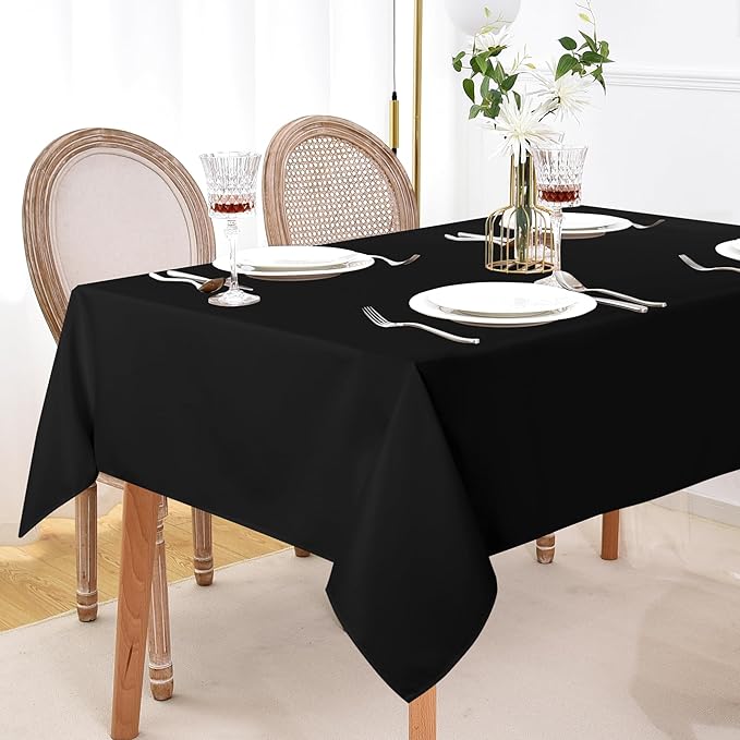 sancua 4 Pack Black Tablecloth 60 x 84 Inch, Rectangle Table Cloth for 4ft Tables - Stain and Wrinkle Resistant Washable Polyester Table Cover for Dining Wedding Banquet Party Buffet Restaurant
