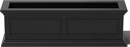 Veradek Brixton Window Box Plastic Planter - Large Rectangular Planter for Outdoor Balcony/Windowsill | Crack-Resistant All-Weather | Classic Estate Design for Flowers, Herbs, Succulents