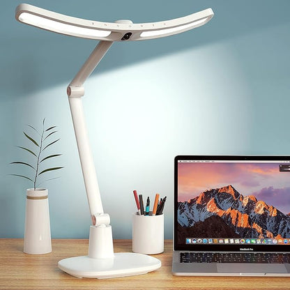 LED Desk Lamp for Home Office, Touch Desk Light Eye-Caring Table Lamp Dimmable with Monitor Sensor Adjustable Swing Arm Desk Lamp for Working Studying Reading Study Ultrawide Bright