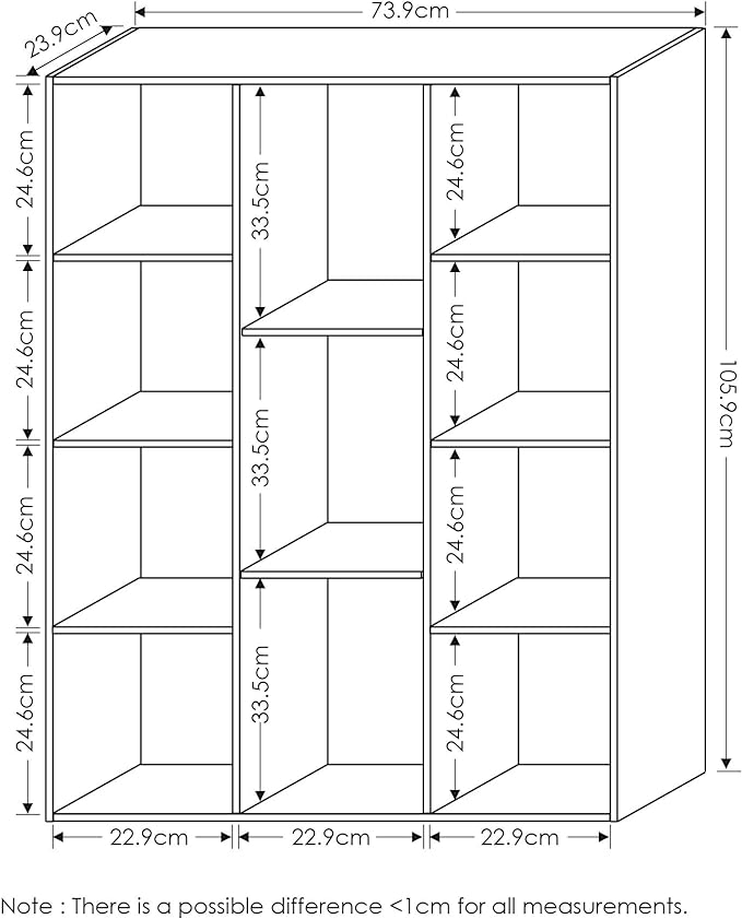 Furinno Luder Bookcase / Book / Storage , 11-Cube, White/Light Blue