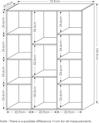 Furinno Luder Bookcase / Book / Storage , 11-Cube, White/Light Blue