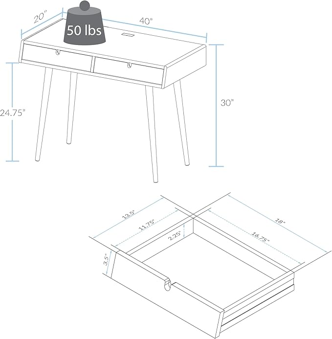 American Trails Freedom Made of Solid American Desk with USB Ports, Natural Oak (New)
