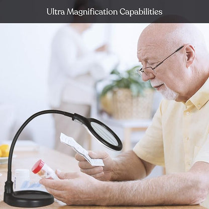 Brightech LightView Pro Flex 2 in 1 Magnifying Desk Lamp, 1.75x Light Magnifier, Adjustable Magnifying Glass with Light for Crafts, Reading, Close Work