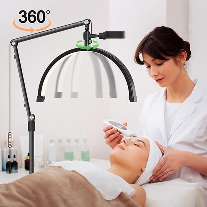 Professional LED Lash Light for Eyelash Extensions, Clip on Lash Lamp for Makeup, Nail, Skincare and Tattoo with Phone Holder - Adjustable Brightness and Color Temperature 3000K-6000K