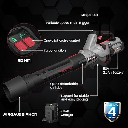 58V 730CFM Cordless Leaf Blower with 2.5AH Battery & Charger (LBL1273J)