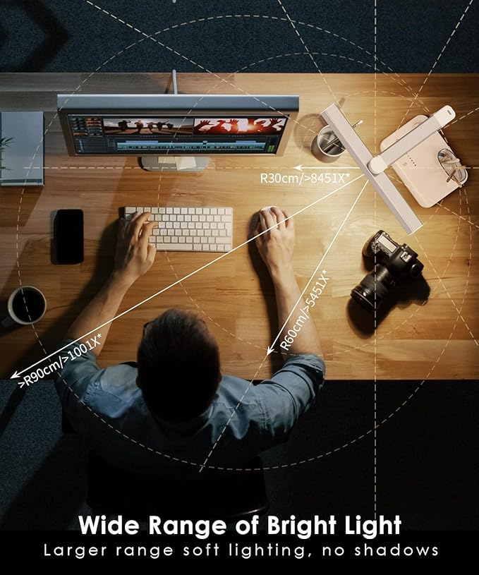 LED Desk Lamp with USB Charging Port, Eye-Caring Table Lamp, Touch Control Dimmable 5 Color Modes, 45 Min Auto-Off Timer, Foldable Study Desk Light for Home Office College Dorm & Reading