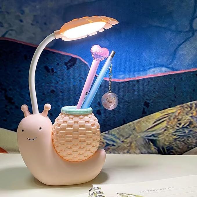 Cute Desk Lamp,Childrens Led Night Light, Portable Foldable Rechargeable Animal Table Lamp for Kids Students Desk with Lights (Pink)