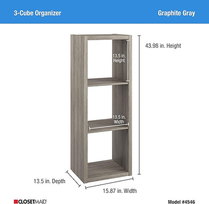 ClosetMaid 4546 Decorative Open Back 3-Cube Storage Organizer, Graphite Gray