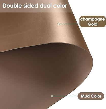 Leather Table Cover,1.8mm Thick,24x60 Inch Desk Cover,Large Desk Mat,Table Protector,Table Cover Protector,Desk Protector,Table Pad,(Mud Color+Champagne Gold,24x60)