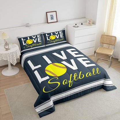 Feelyou Kids Softball Comforter Set Twin Size Softball Gaming Bedding Set for Boys Girls Teens Bedroom Decor Sports Theme Comforter Women Men Baseball Gaming Duvet Set with 1 Pillow Case