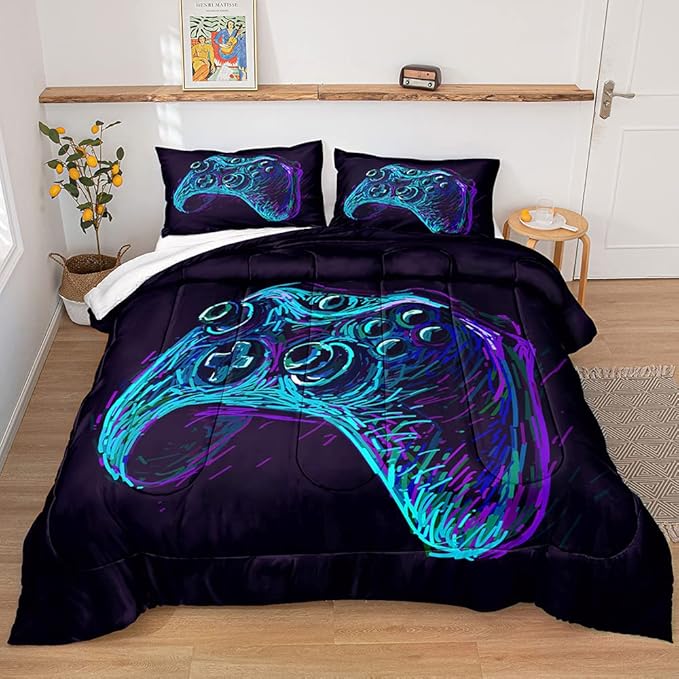 Gaming Comforter for Boys Teen,Game Contoller Bedding Set for Boys Kids,Down Alternative Comforter for All Season,Gamer Home Decor for Boys Comforter Set (Comforter-Game35, Twin)