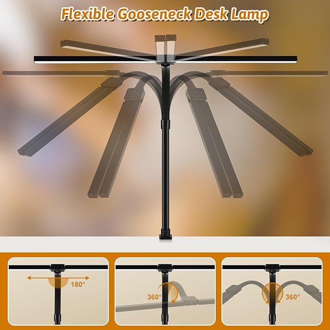 Double Head LED Desk Lamp with Anti-Glare Cover Computer Desk Lamp for Home Office 24W Brightest Desk Light Office Lamp for Workbench Drafting Architect Reading with Remote Control
