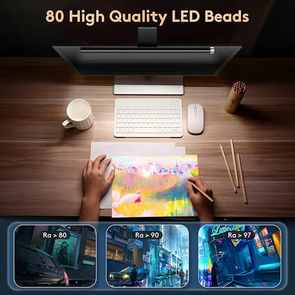 Monitor Light Bar with RGB Backlight, Flat/Curved Screen Bar Reduce Eye Strain Monitor Lamp USB Powered Led Desk Lamp 17.7 inch with Dimming Memory for Desktop Space Saving and Gaming Home Office