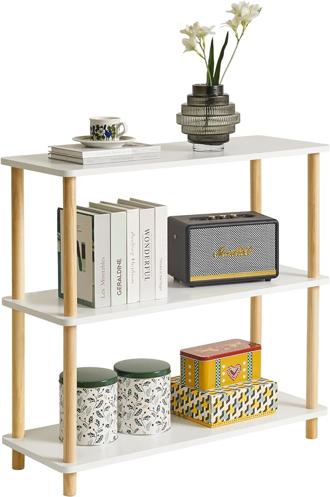 IBUYKE 3-Tier Wooden Open Bookcase - Modern Freestanding Bookshelf Storage Organizer,Standing Shelf Units,Multifunctional Display Stand for Bedroom, Living Room and Home Office,White WBC003W