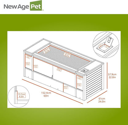 New Age Pet ECOFLEX 60 in Mojave Reptile Lounge in Espresso Black, Durable Wood Plastic Composite Habitat with Vented Side Panels, Removable Sliding Glass Doors, and Mesh Screen Top for Lamp Setup,