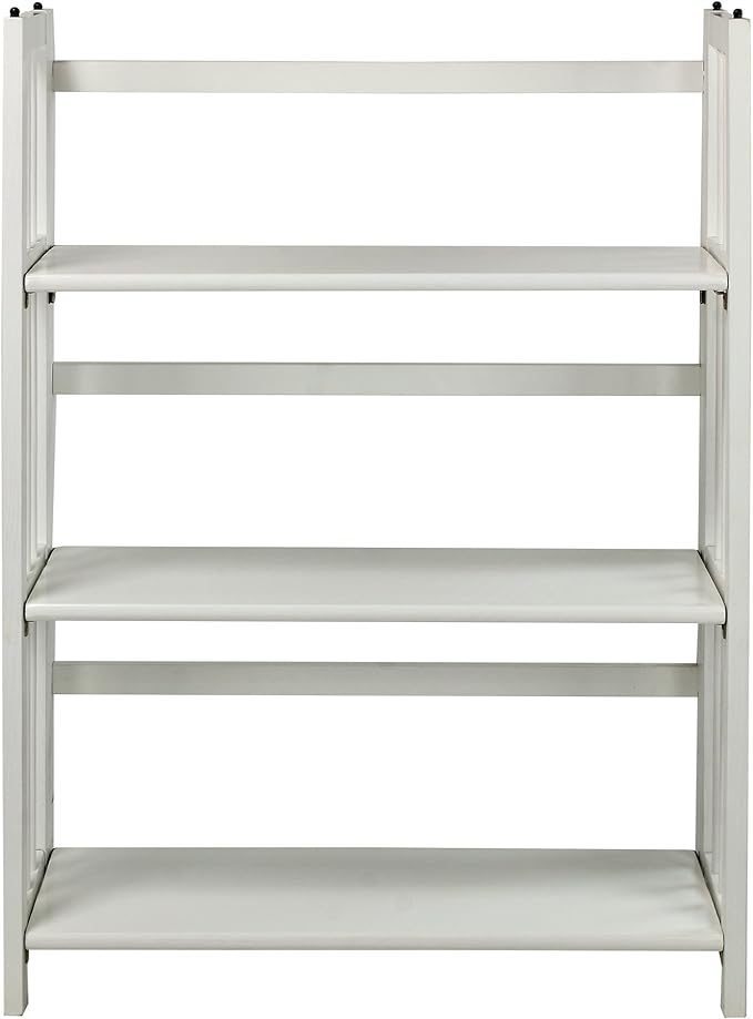 Casual Home 3-Shelf Folding Stackable Bookcase (27.5" Wide)-White