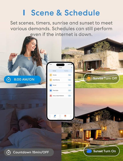 Meross Smart Light Switch Supports Apple Homekit, Siri, Alexa, Google Assistant & SmartThings, 2.4Ghz WiFi Light Switch, Neutral Wire Required, Single Pole, Remote Control Schedule, 2 Pack