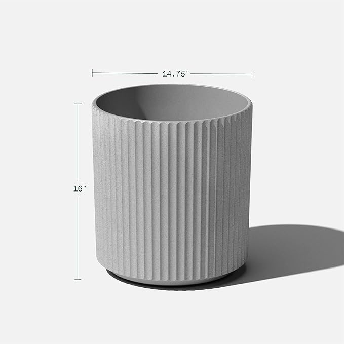 Veradek Demi Series Round Planter for Porch, Patio, Backyard | Durable Plastic-Concrete Material | Modern Décor for Tall Plants, Flowers