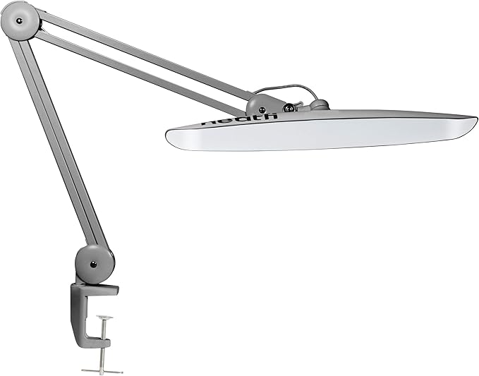 Neatfi XL 2,200 Lumens LED Task Lamp, 24W Super Bright Desk Lamp, 117 Pcs SMD LED, 4 Level Brightness, Dimmable, Task LED Light for Home, Office, Workbench (Non-CCT, Silver)