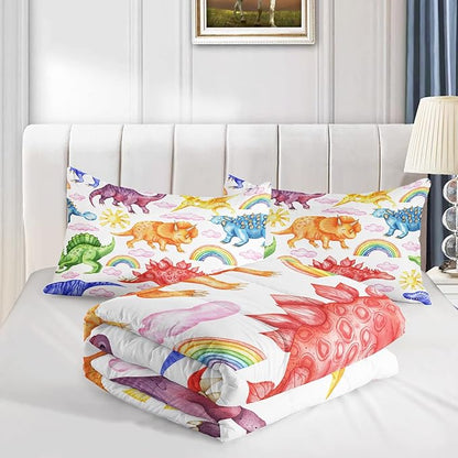 CVHOUSE Dinosaur Bedding Set,Dinosaur Comforter,Dinosaur Comforter Set King,Microfiber Quilt Set with 1 Comforter and 2 Pillow Cases- 3 Piece