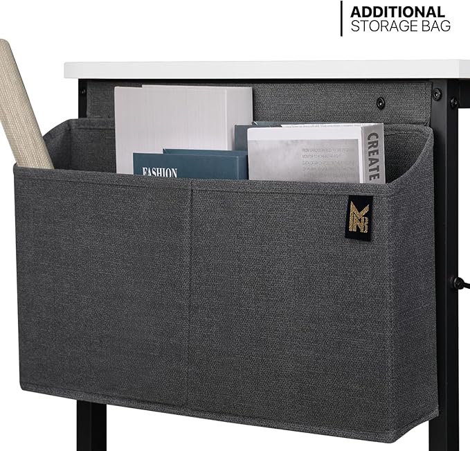 MoNiBloom Computer Desk 47 Inches with A Storage Bag, Student Laptop Writing Desks for Samll Space Home Office, White