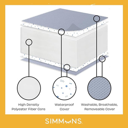 Delta Children Brooks 6-in-1 Convertible Crib, Bianca White + Simmons Kids Quiet Nights Breathable Crib Mattress with Removable/Machine Washable Cover (Bundle)
