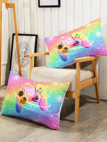 Datura home Bedding Comforter Set Rainbow Gamepad Printed Pattern Quilt with 1 and 2 Pillowcases for Girls Bedroom All Season(Rainbow Twin) Twin 68x86inches