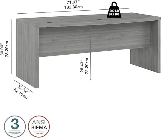Bush Business Furniture Echo Bow Front Desk, 72W, Modern Gray
