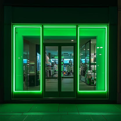 GZBtech Flexible LED Neon Rope Lights 16.4FT,AC 110-120V Waterproof Strip Light, 120 LEDs/M Cuttable Connectable Neon Lighting for Indoor Outdoor Home Decor/Commercial Building Use-Green 5M