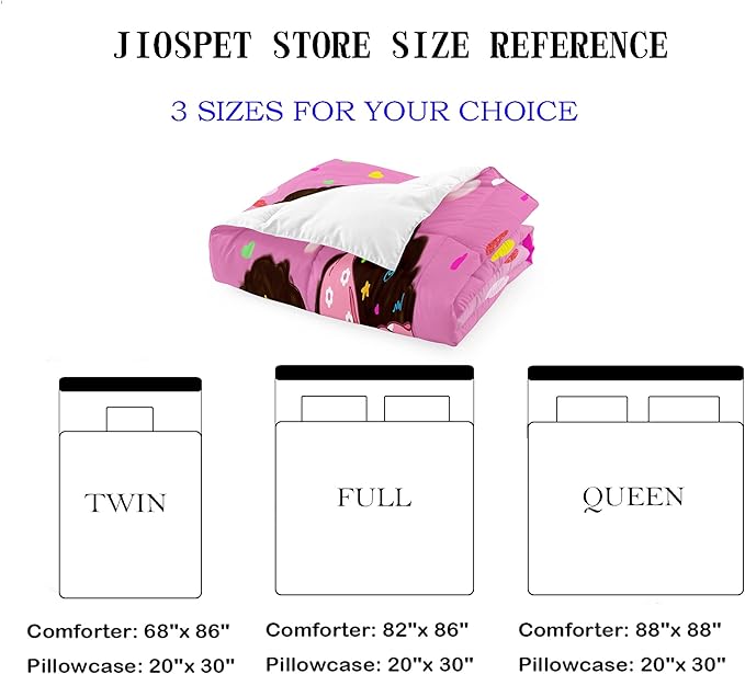 Black Girl Full Size Comforter Sets for Girls-Black African American Girls Full Size Bedding Sets Pink Princess Full Size Comforter Sets Girls Room, Full (1 Comforter 2 Pillowcases)