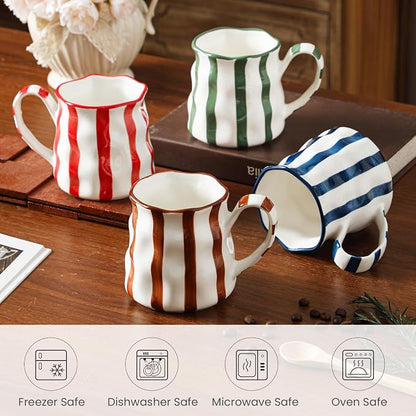 Ceramic Mug,14 oz Cute Mug,Cute Coffee Mug,Large Mug,Ceramic Coffee Mug,Hand-Painted Coffee Cup (Brown)