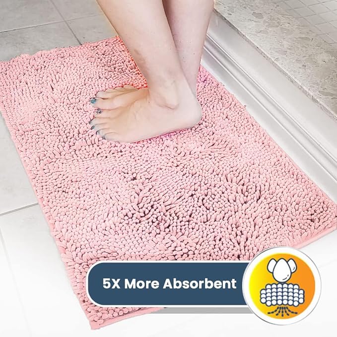 Muddy Mat® Original Dog Door Mat for Muddy Paws, Super Absorbent Microfiber, Non-Slip Washable Pet Rug, Quick Dry Chenille Entryway Carpet, Machine Washable Indoor Outdoor mat, Pink 24"x60"