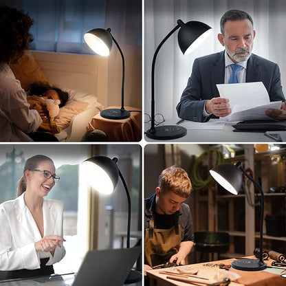 BOHON Desk Lamp, LED Desk Lamp with USB Charging Port, Wireless Charger Desk Light for Home Office, 5 Colors 7 Levels Brightness, Touch Table Lamp for Bedroom Bedside College Dorm Reading, Black