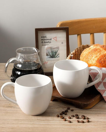 Coffee Mugs Set of 4, Stoneware 16 oz Coffee Cups for Latte, Tea, Milk, Cappuccino, Ceramic Tea Cups for Housewarming Wedding Gift, Microwave & Dishwasher Safe, Matte White