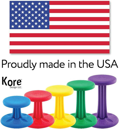 Kore Kids Junior Wobble Chair - Flexible Seating Stool for Classroom, Elementary School, ADD/ADHD - Made in The USA - Junior- Age 8-9, Grade 3-4, Black (16in)
