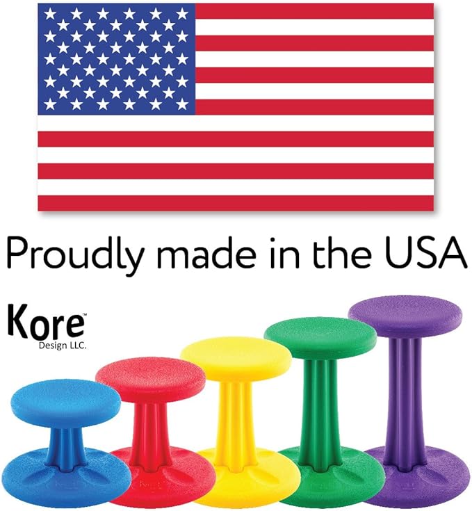 Kore Kids Junior Wobble Chair - Flexible Seating Stool for Classroom, Elementary School, ADD/ADHD - Made in The USA - Junior- Age 8-9, Grade 3-4, Red (16in)