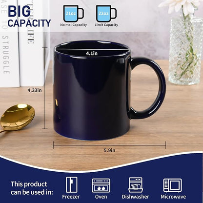 BYCNZB 22oz Super Large Ceramic Coffee Mugs Large Handles Set of 4 (Cobalto)