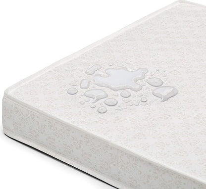 Delta Children Emery Mini Convertible Baby Crib & Twinkle Stars 3-Inch Waterproof Mini Crib Mattress, Grey