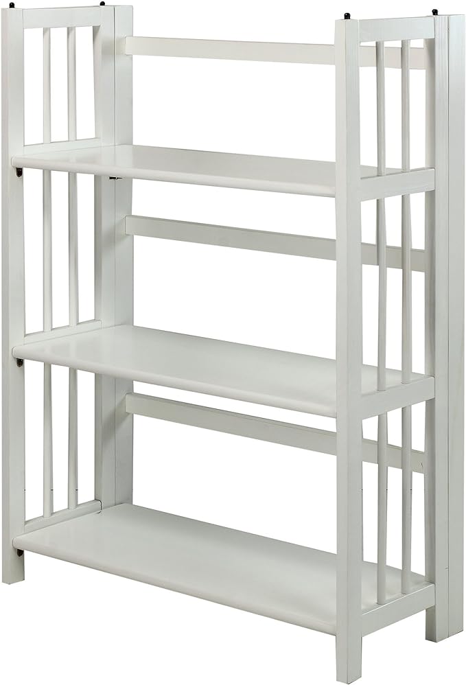 Casual Home 3-Shelf 27.5" Wide Folding Stackable Bookcase, White (New)