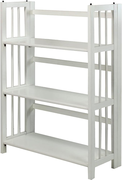 Casual Home 3-Shelf 27.5" Wide Folding Stackable Bookcase, White (New)
