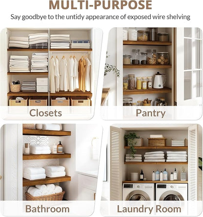 Gashell Wire Shelf Covers, Bamboo Wire Rack Covers for Pantry, Closet (4pcs, 34" W x 12" D)