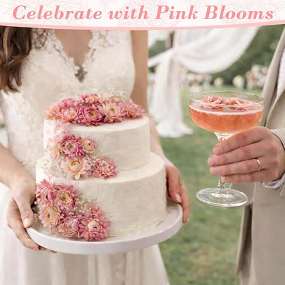 50+ Pcs Edible Pink Dried Flowers, Food Grade Helichrysum Strawflowers | Natural Edible Dried Flowers for Garnishing Cocktails, Cake Decorations, Drink Botanicals, Tea Infusions and DIY Crafts