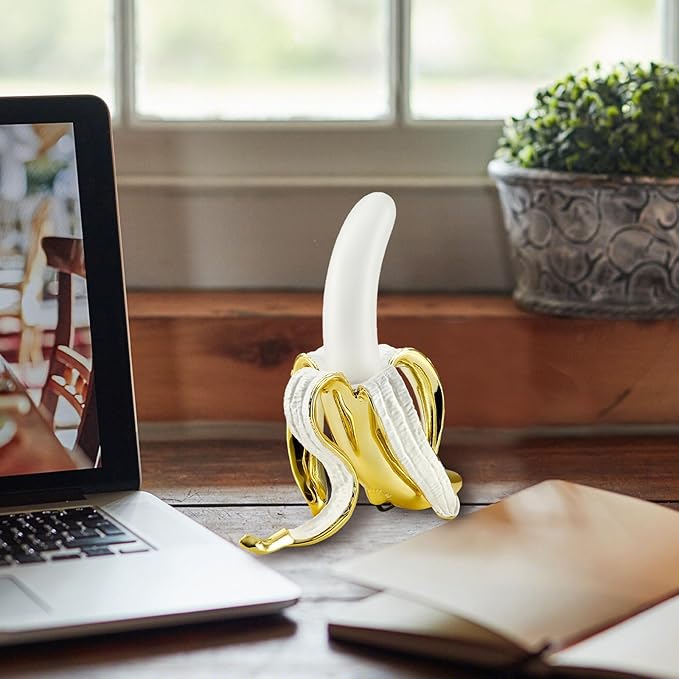 Modern Banana Table Lamp, Desk Lamp,Led Night Light Plating Resin Banana Lighting Fixture for Living Room, Bedroom,Home Office,Kids Room (Standing-Plated)