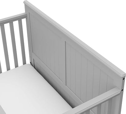 Graco Hadley 5-in-1 Convertible Crib with Drawer (Pebble Gray) – GREENGUARD Gold Certified, Crib with Drawer Combo, Full-Size Nursery Storage Drawer, Converts to Toddler Bed, Daybed
