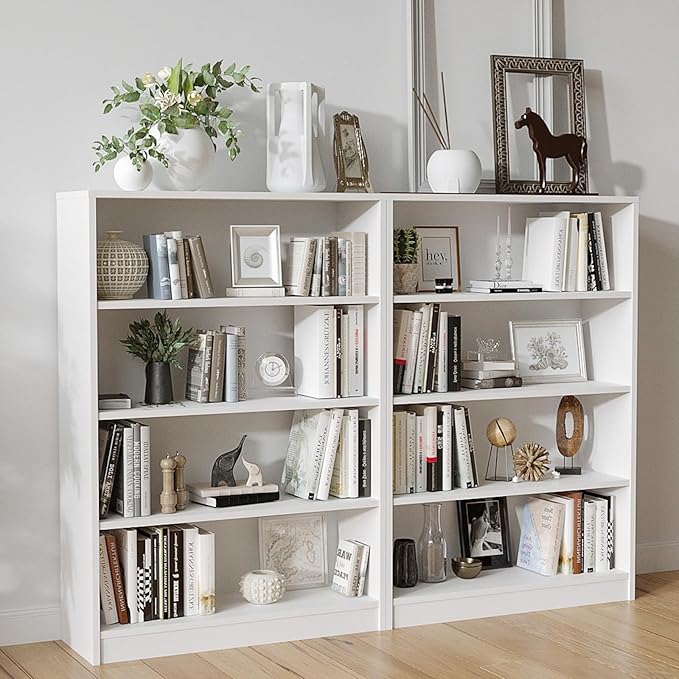 Farini 4 Shelf boockase Display Bookcase Freestanding Wooden Bookshelves for Home Office Living Room,48 Inch Height,White