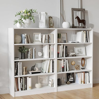 Farini 4 Shelf boockase Display Bookcase Freestanding Wooden Bookshelves for Home Office Living Room,48 Inch Height,White