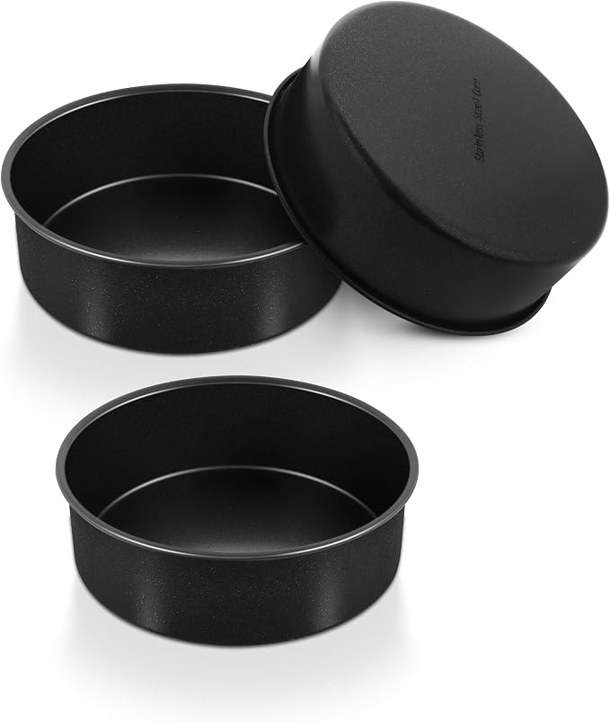 P&P CHEF 6 Inch Cake Pan Set of 3, Non-Stick Round Cake Pans | Round Cake Tins for Tier Smash Cakes, Baking Pans Set & Essential Bakeware, Stainless Steel Core & Leak-Proof